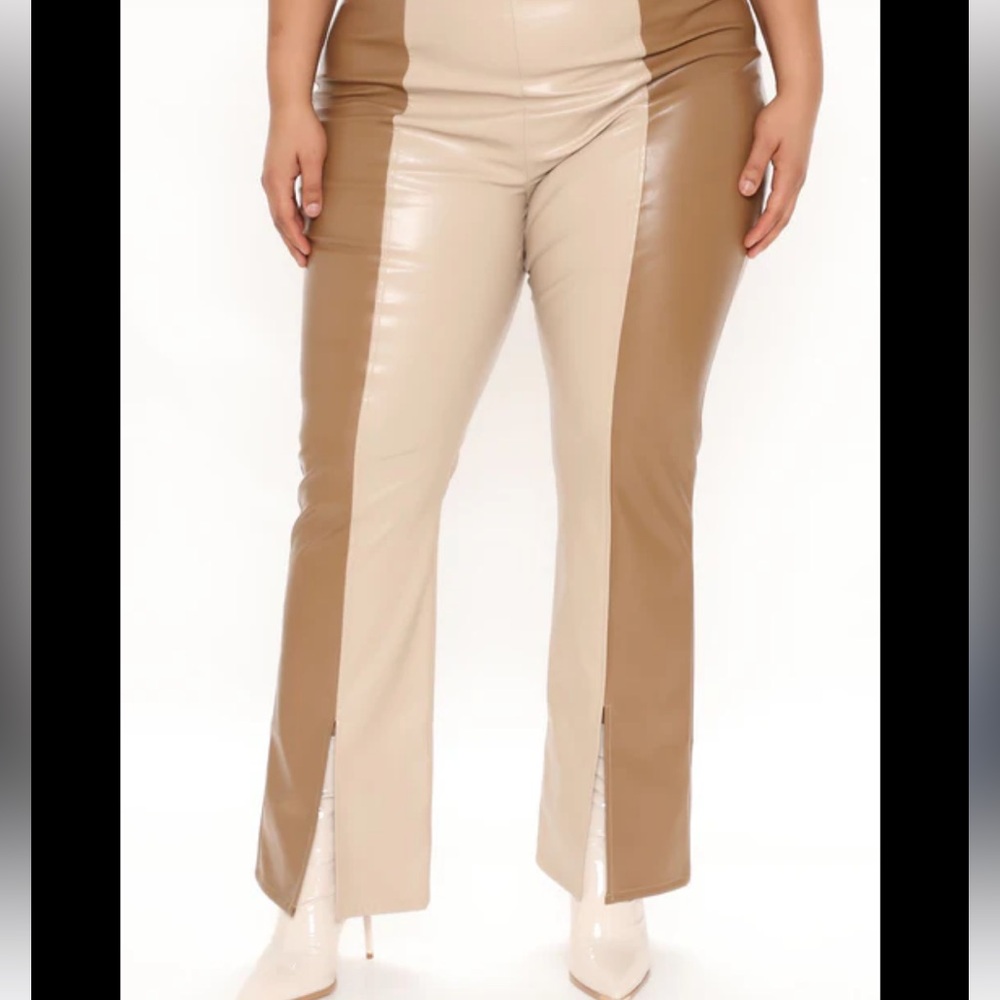 Fashion Nova Still Into Me Faux Leather Pants‎ Camel Combo. Size 2XL. - Picture 7 of 15